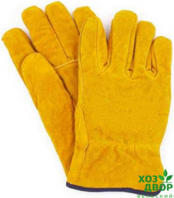 Перчатки Краги утепленные спилковые Желтые с мехом Короткий рукав 0433