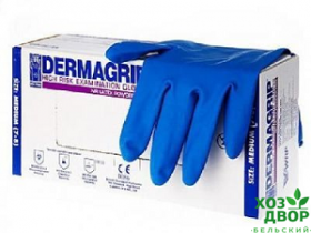 Перчатки латексные Dermagrip синие универсальные М /25